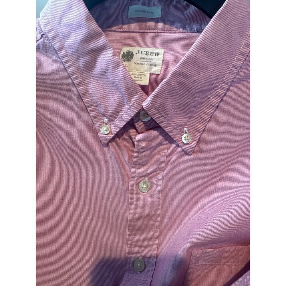 J.Crew Men's L Pink White Striped Tailored Fit Button-Down Shirt Y2K VTG Preppy
